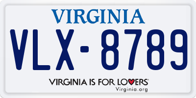 VA license plate VLX8789