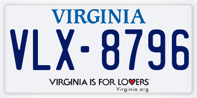 VA license plate VLX8796