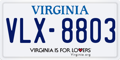 VA license plate VLX8803