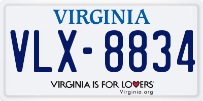 VA license plate VLX8834