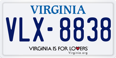 VA license plate VLX8838