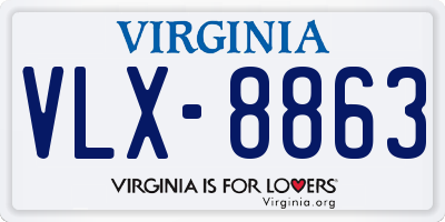 VA license plate VLX8863