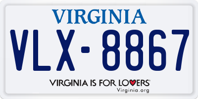 VA license plate VLX8867