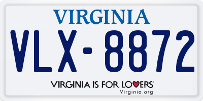 VA license plate VLX8872