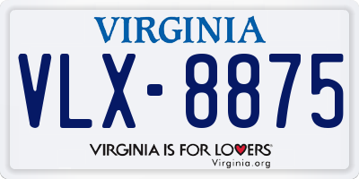 VA license plate VLX8875