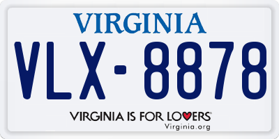 VA license plate VLX8878