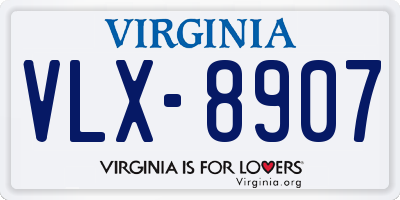 VA license plate VLX8907