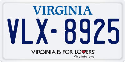 VA license plate VLX8925