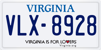 VA license plate VLX8928