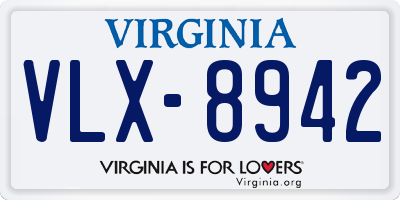VA license plate VLX8942