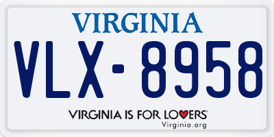 VA license plate VLX8958