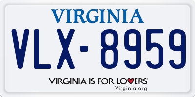 VA license plate VLX8959
