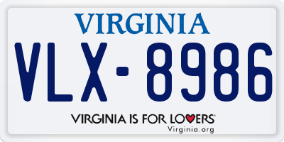 VA license plate VLX8986