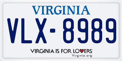 VA license plate VLX8989
