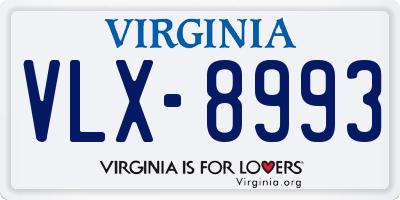 VA license plate VLX8993
