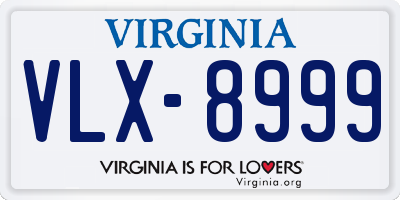 VA license plate VLX8999