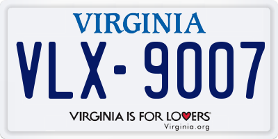 VA license plate VLX9007