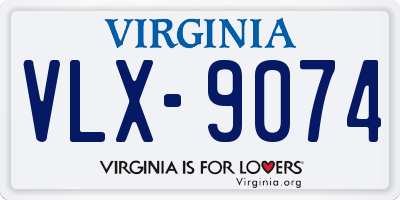 VA license plate VLX9074