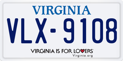 VA license plate VLX9108