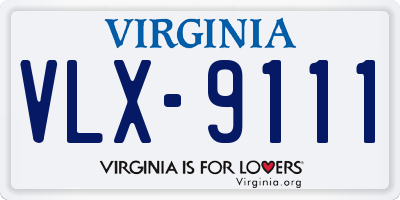 VA license plate VLX9111