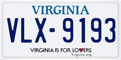 VA license plate VLX9193