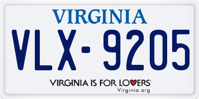 VA license plate VLX9205