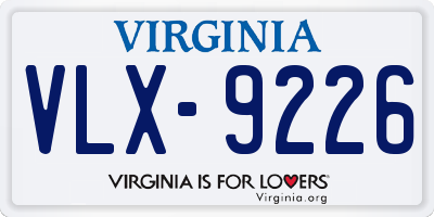 VA license plate VLX9226