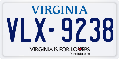 VA license plate VLX9238