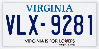 VA license plate VLX9281
