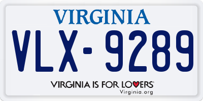 VA license plate VLX9289