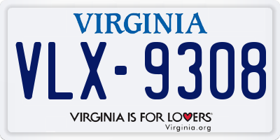 VA license plate VLX9308