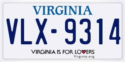 VA license plate VLX9314