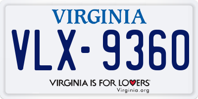 VA license plate VLX9360