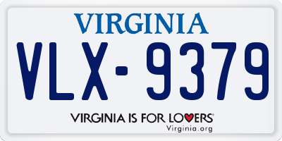 VA license plate VLX9379