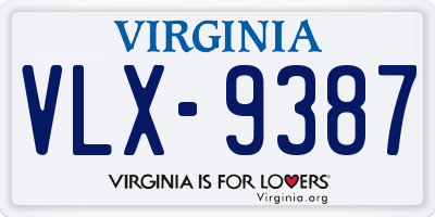 VA license plate VLX9387