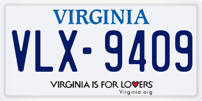 VA license plate VLX9409