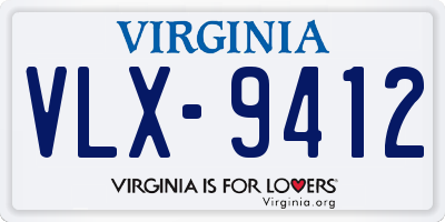 VA license plate VLX9412