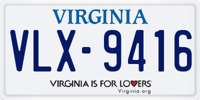 VA license plate VLX9416