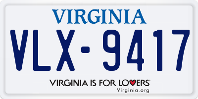 VA license plate VLX9417