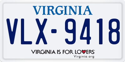 VA license plate VLX9418