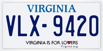 VA license plate VLX9420