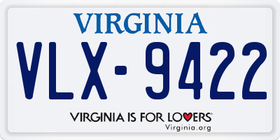 VA license plate VLX9422