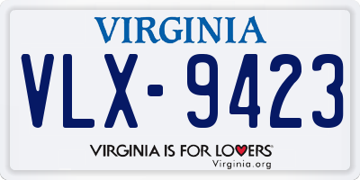 VA license plate VLX9423