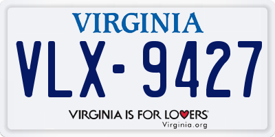 VA license plate VLX9427