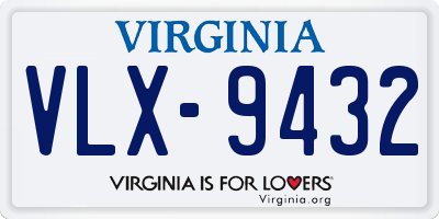 VA license plate VLX9432