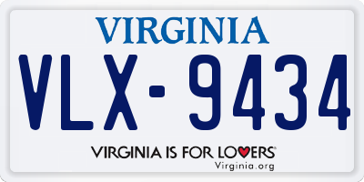 VA license plate VLX9434