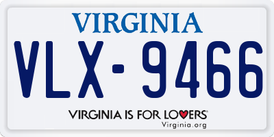 VA license plate VLX9466