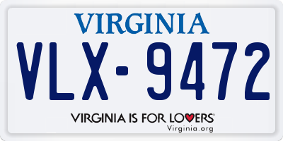 VA license plate VLX9472