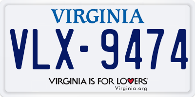 VA license plate VLX9474