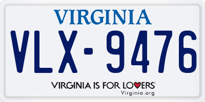 VA license plate VLX9476